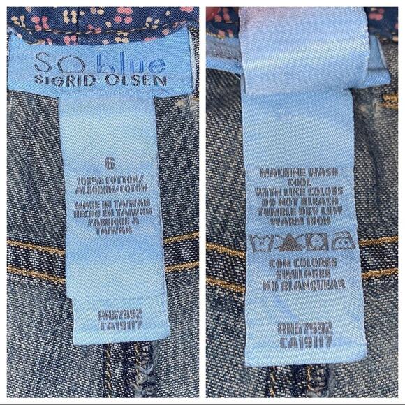 So Blue by Sigrid Olsen 100% Cotton Flip Up Jeans Sz 6 - Picture 8 of 8